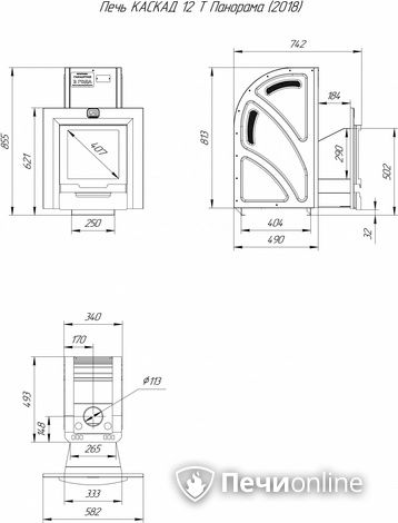 Дровяная банная печь Теплодар Каскад-12 Т Панорама (2018) в Владивостоке