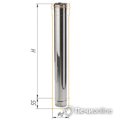 Дымоход Феррум Дымоход нержавейка 08 d-115 L=1м в Владивостоке