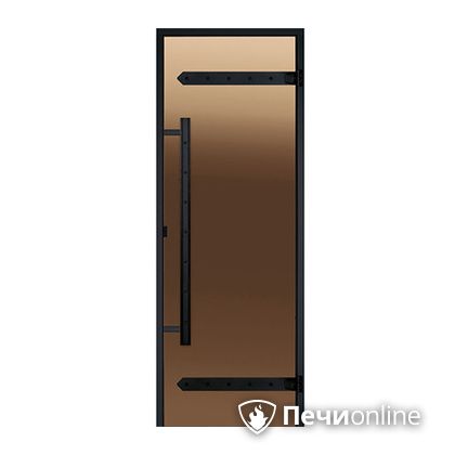 Дверь для бани Harvia Стеклянная дверь для сауны LEGEND 7/19 черная коробка сосна бронза  D71901МL в Владивостоке