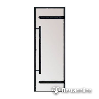 Дверь для бани Harvia Стеклянная дверь для сауны LEGEND 7/19 черная коробка сосна сатин D71905МL в Владивостоке